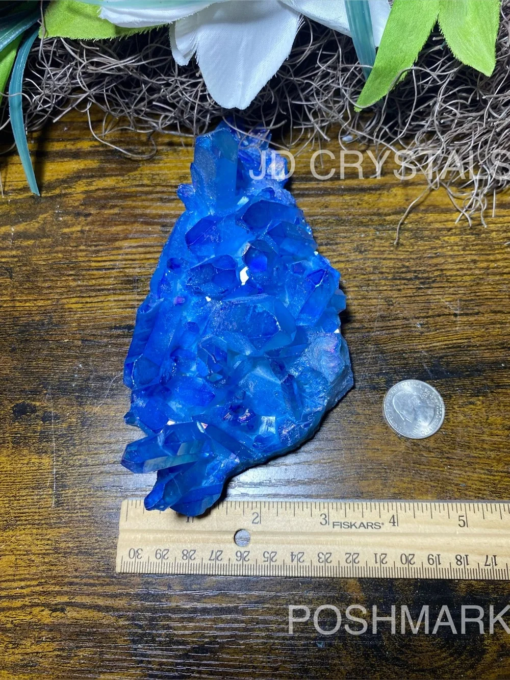Large Aura Blue Quartz Points Cluster